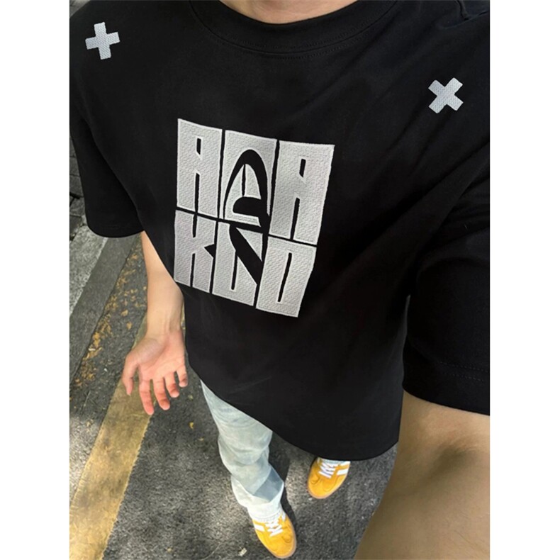 网图有货夏季字母刺绣短袖T恤男女美式潮牌情侣上衣A477-P35,男装T恤,星座1505