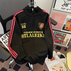 美式复古拉链条纹开衫外套  HY176 P46图片