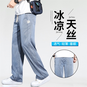 夏季男士宽松休闲裤薄款清凉冰丝感仿牛仔裤1048现货 长期做外贸图片