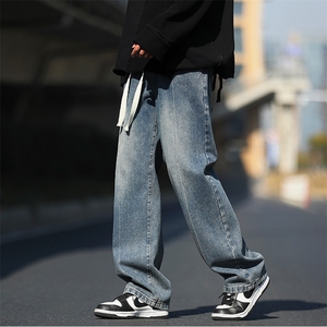港风潮牌牛仔裤男四季款松紧腰高街水洗休闲裤子N527P50图片