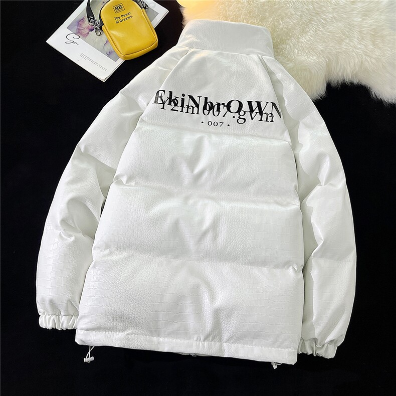港风鳄鱼纹棉衣男手塞棉夹克PU皮棉服外套男8507P120控158,男装棉衣,星座226-1