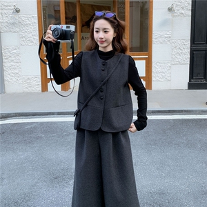 现货高转化2026秋冬新款毛呢套装套裤4件套女潮182-8691P228K348图片