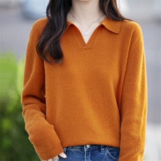 2025年秋季套头常规时尚百搭通勤简约休闲羊毛衫，女装羊毛衫，贝美羊绒