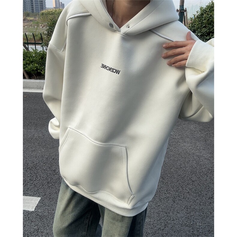 秋季新款连帽卫衣男肩上拉链刺绣外套情侣套头款W113-P60控88,女装短外套,星座209-2