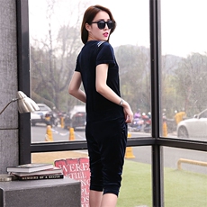 时尚显瘦短袖卫衣套装女夏季新款韩版休闲运动服两件套，女装卫衣/绒衫，贵人树