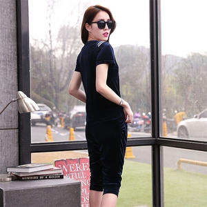 时尚显瘦短袖卫衣套装女夏季新款韩版休闲运动服两件套图片