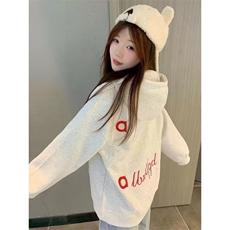 花灰色连帽卫衣女秋冬2025新款美式宽松春秋季新款带帽套头上衣，男装卫衣，四季星座505