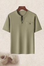 长年现货男高品质风唐装中老年亚麻短袖上衣中年棉麻T恤，男装T恤，钱塘723