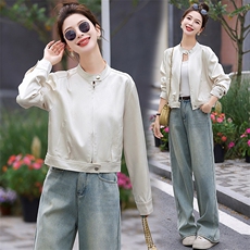 小香风外套女2024春秋新款高级感小个子高端时尚休闲短款圆领上衣，女装短外套，美沁