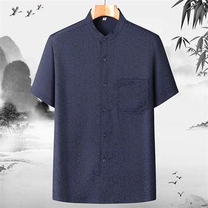 夏季薄款高端风提花短袖衬衫唐装汉服套装 YD2002-P70-P95图片