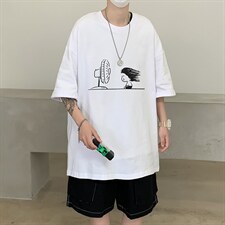 潮牌ins卡通涂鸦印花圆领短袖T恤大码五分袖517A-1-T903-P28控38，男装T恤，星座517A-1