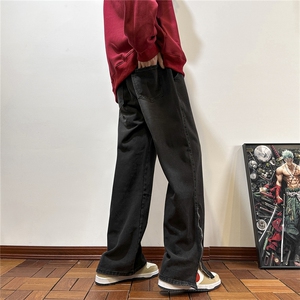 k1068-p55-控78 M-5XL 现货宽松cleanfit牛仔裤港风高阶黑暗牛仔图片
