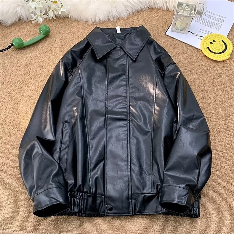 皮衣外套男女美式潮牌痞帅hiphop机车pu皮夹克休闲翻领上衣PY43,男装夹克,星座601-2