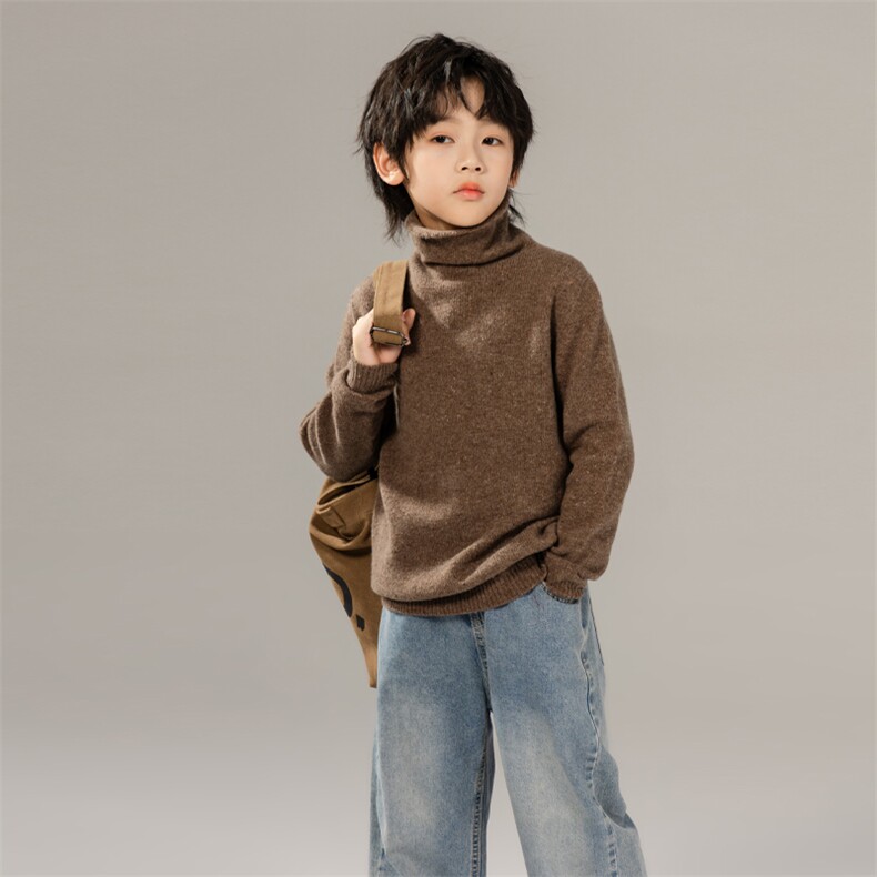 童装彩点堆领儿童男女同款简约时尚百搭羊毛衫,童装儿童羊毛衫,奥澜羊绒