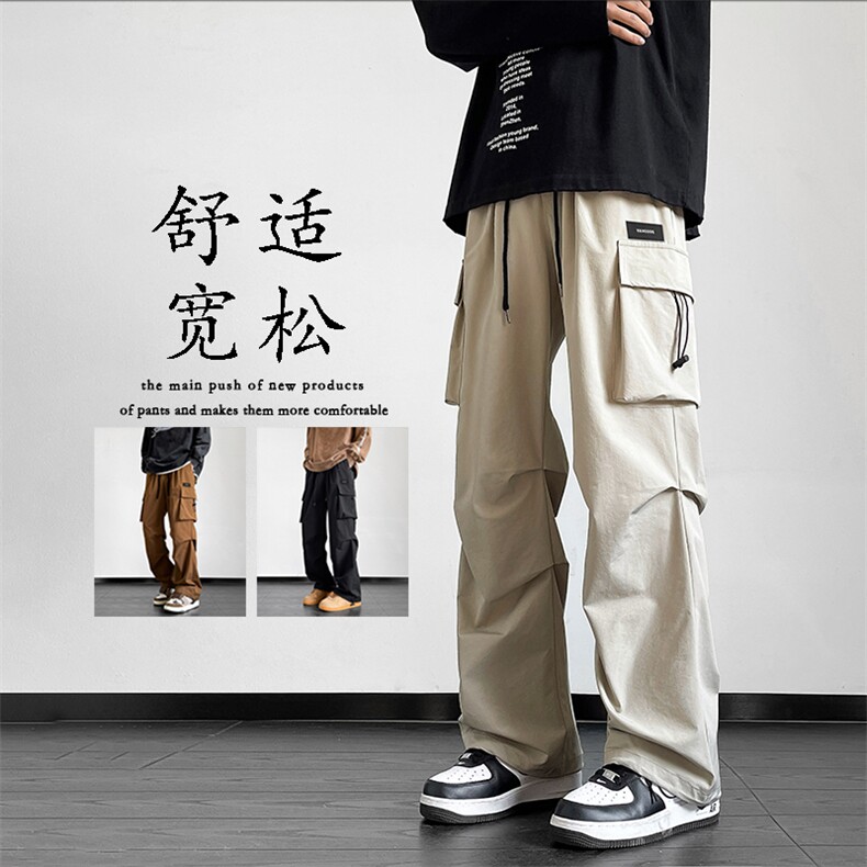 工装裤男款秋季潮牌宽松直筒运动裤子多口袋休闲长裤K211-特批-38图片
