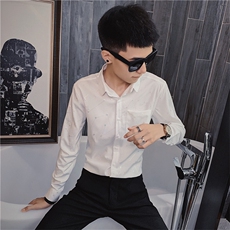 秋季长袖衬衫社会精神小伙亮色发型师个性潮男衬衣C301B-CS34，男装衬衫，电商C301B