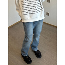 cleanfit裤子高街潮牌水洗微喇叭牛仔裤修身直筒痞帅长裤，男装牛仔裤，星座310A-4