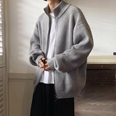 立领双拉链开衫半高领毛衣男款秋冬季美式针织衫外套MY201P48，男装针织衫/毛衣，星座1013-5