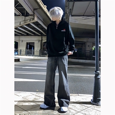 B221美式ins高街暗黑小众个性拼接直筒牛仔裤LK23141-P65控88，男装牛仔裤，电商B221