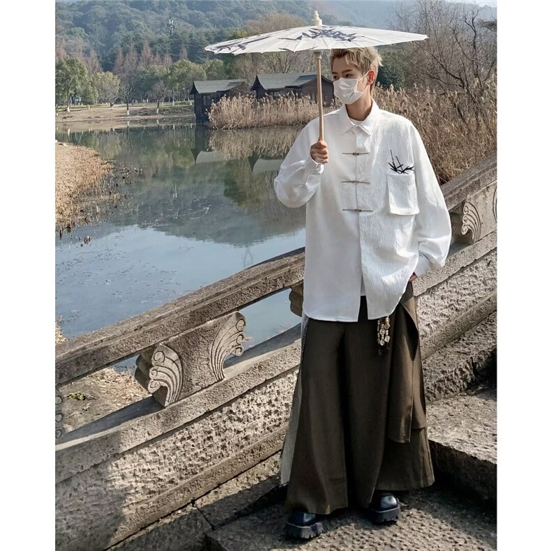 复古衬衫男宽松春秋休闲百搭外套潮男,男装衬衫,星座716-3