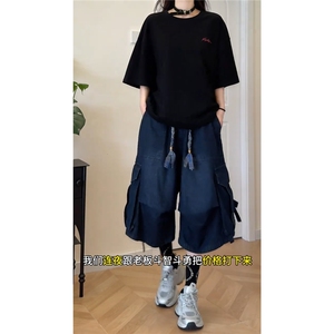 宽松工装五分裤男女同款牛仔裤A49-P60图片
