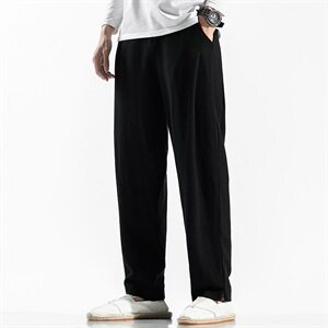 中国风男装亚麻休闲裤复古大码宽松哈伦裤子潮QT6008-1/K031/75图片