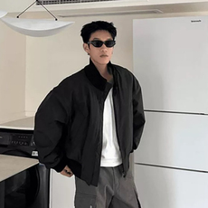 现货26春装美拉德立领飞行夹克纯色复古廓形高街棒球服外套，男装夹克，电商A486