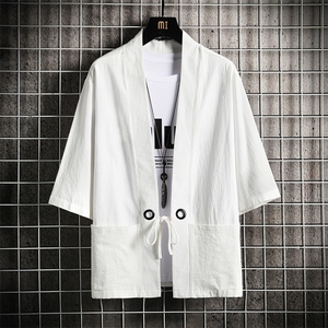 HF59100-P40风汉服男开衫外套七分袖道袍 网格挂拍图片