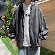 防晒衣男韩版潮流连帽小细格连帽帅2026夏季新款ins外套W4795-P35，男装防晒衣，星座412
