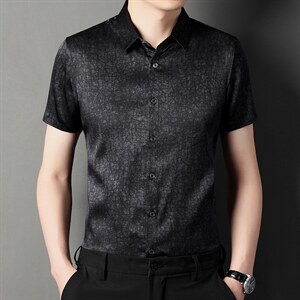 夏季新款2022中年男士短袖衬衫休闲免烫爸爸装衬衣上衣图片