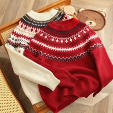 2025时尚百搭通勤简约休闲加厚费尔岛羊毛衫，童装儿童羊毛衫，牧皓研