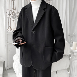 N6169/P95加棉P105冬季新开叉呢料毛呢西服男宽松外套上衣呢大衣图片