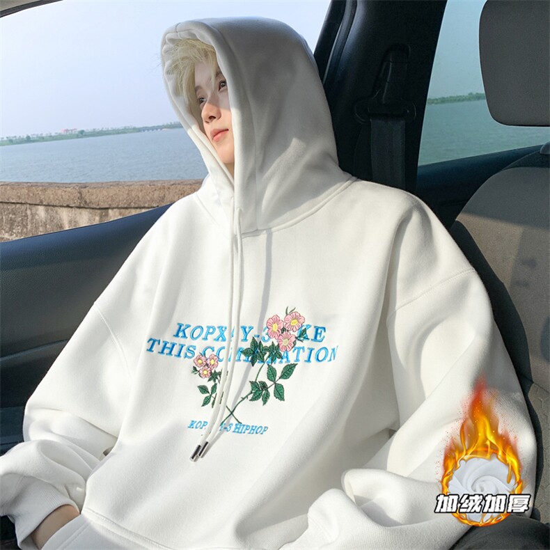 秋冬美式复古重磅500克连帽卫衣刺绣WY3606-P65加绒P70控98控108,男装卫衣,电商B208