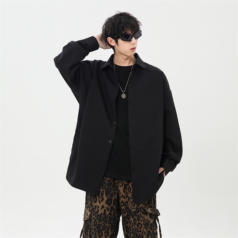 港风网红凉感中式翻领长袖冰丝衬衫男 XZ213-CS8807-P55控68图片