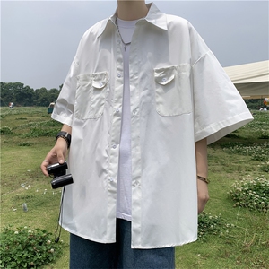 短袖衬衫男夏季日系宽松休闲衬衣青少年翻领半袖外套CS0314-P35图片