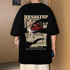 T716大码宽松纯棉运动圆领体恤衫oversize短袖T恤男重磅T，男装T恤，星座304A-1