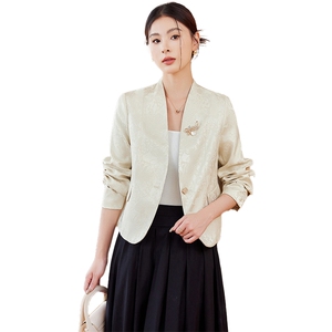 提花西装外套春秋2024新款女士小西装长袖修身短款小个子西服工作图片