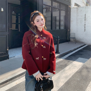 【有货】新年款两色小马刺绣双面呢2D012-969-P295K438图片