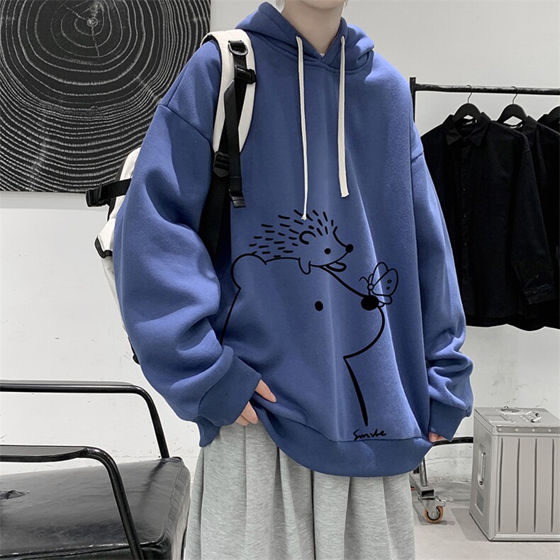 WY2166-P35加绒款-P40纯棉连帽卫衣男大码运动帽衫宽松薄外套男,男装卫衣,电商A040
