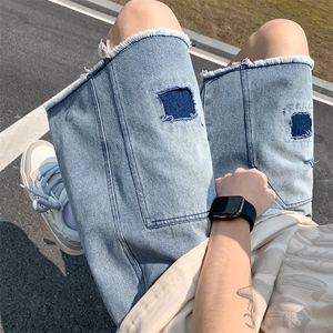 2023夏季新款薄牛仔裤短裤潮男休闲宽松五分裤XD22965-P45