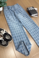 B221美式ins暗黑高街个性直筒格子牛仔裤LK25571-特P45控78，男装牛仔裤，电商B221