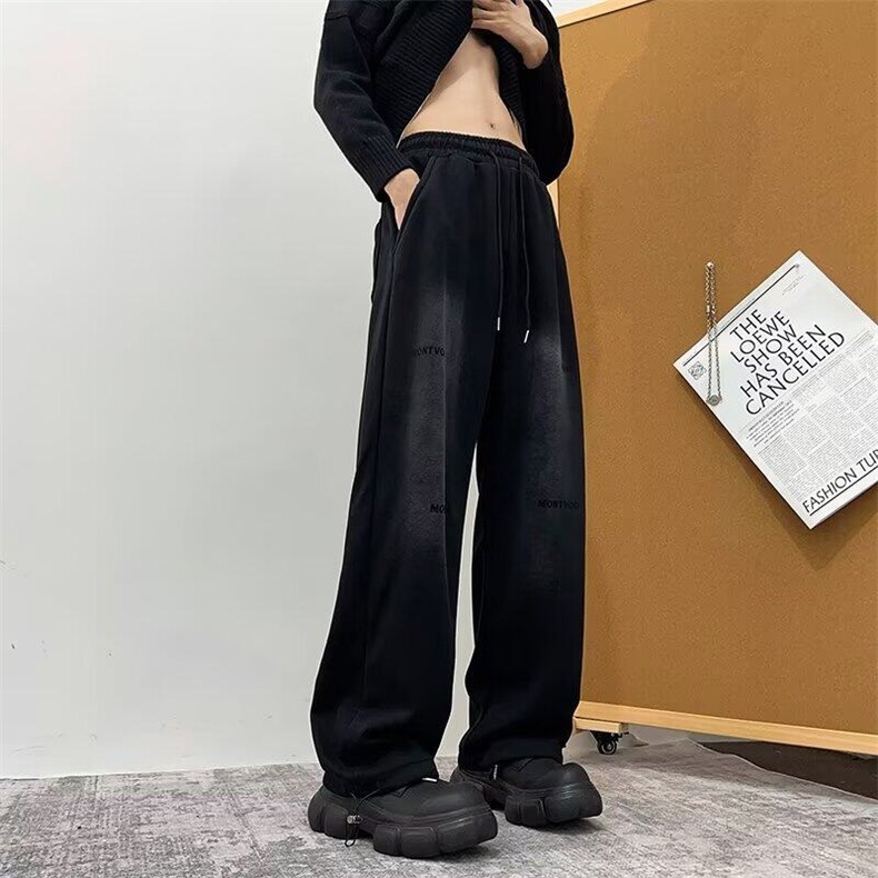 2025新款渐变裤子运动裤宽松直筒休闲裤潮流痞帅现货K8273-P54,男装休闲裤,星座512-3