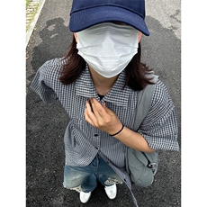 格子衬衫春夏美式短袖衬衫港风情侣装休闲衬衣CS286-P30，男装衬衫，星座301C-5