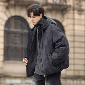 肌理纹连帽羽绒服加厚保暖防风白鸭绒羽绒外套男2788-P395控798图片