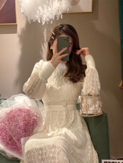 现货、系列款珍珠磨毛连衣裙，女装连衣裙，艾丹迪蔓