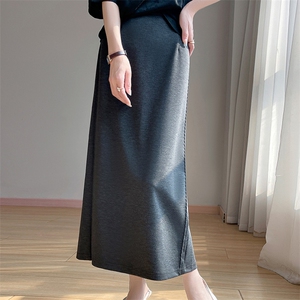 2025春夏新款法式优雅淑女风时尚缎面半身裙女气质包臀直筒中长裙图片