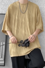 8XL-M特大码夏季短袖冰丝皱感透气T恤男潮垂感宽松半袖DX305P45，男装T恤，电商D206-1