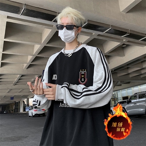 抖音得物供货 提供视频 秋冬重磅美式宽松织带圆领卫衣0736图片