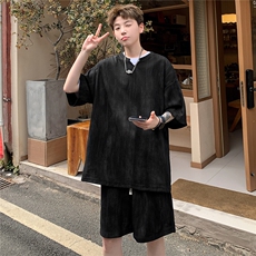 2025夏季新款扎染美式冰丝五分袖短裤套装潮流TZ5622/特P50黑5，男装牛仔裤，电商A094