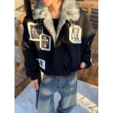 设计感毛领座山雕棉服秋冬宽松加绒加厚夹克男M5049，男装夹克，星座1116A（原606A-3）